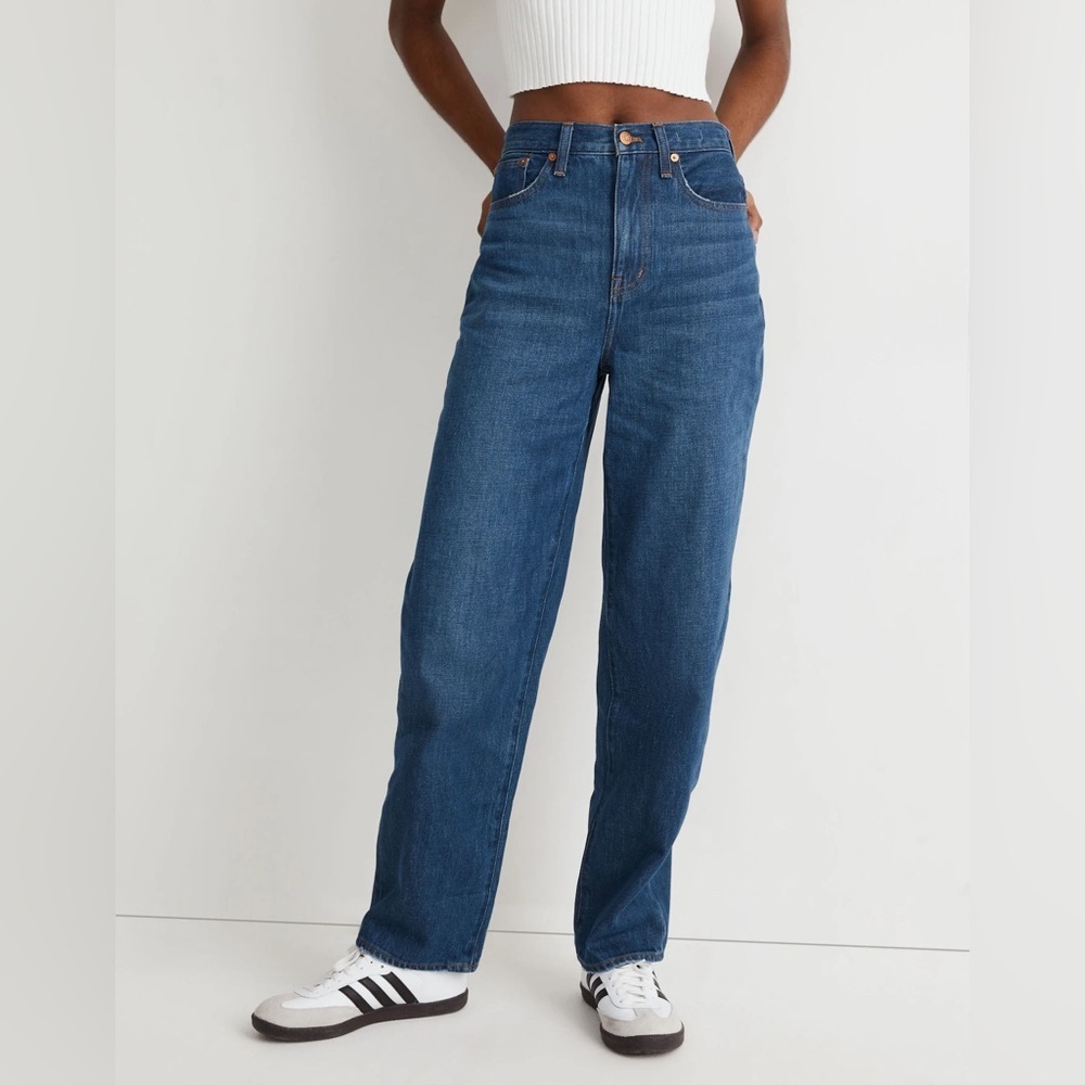 NWT Madewell Baggy Straight Jeans in Dark Worn Indigo Wash Size 27 - Picture 4 of 15